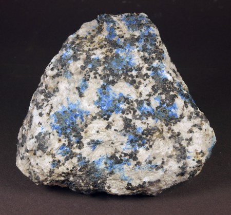 Azurite lightly impregnating and replacing the calcite matrix of low-grade franklinite-calcite ore