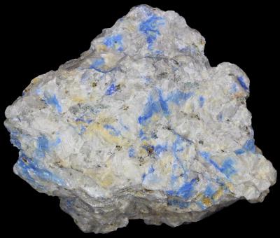 Azurite on calcite from Sterling Hill Mine, NJ
