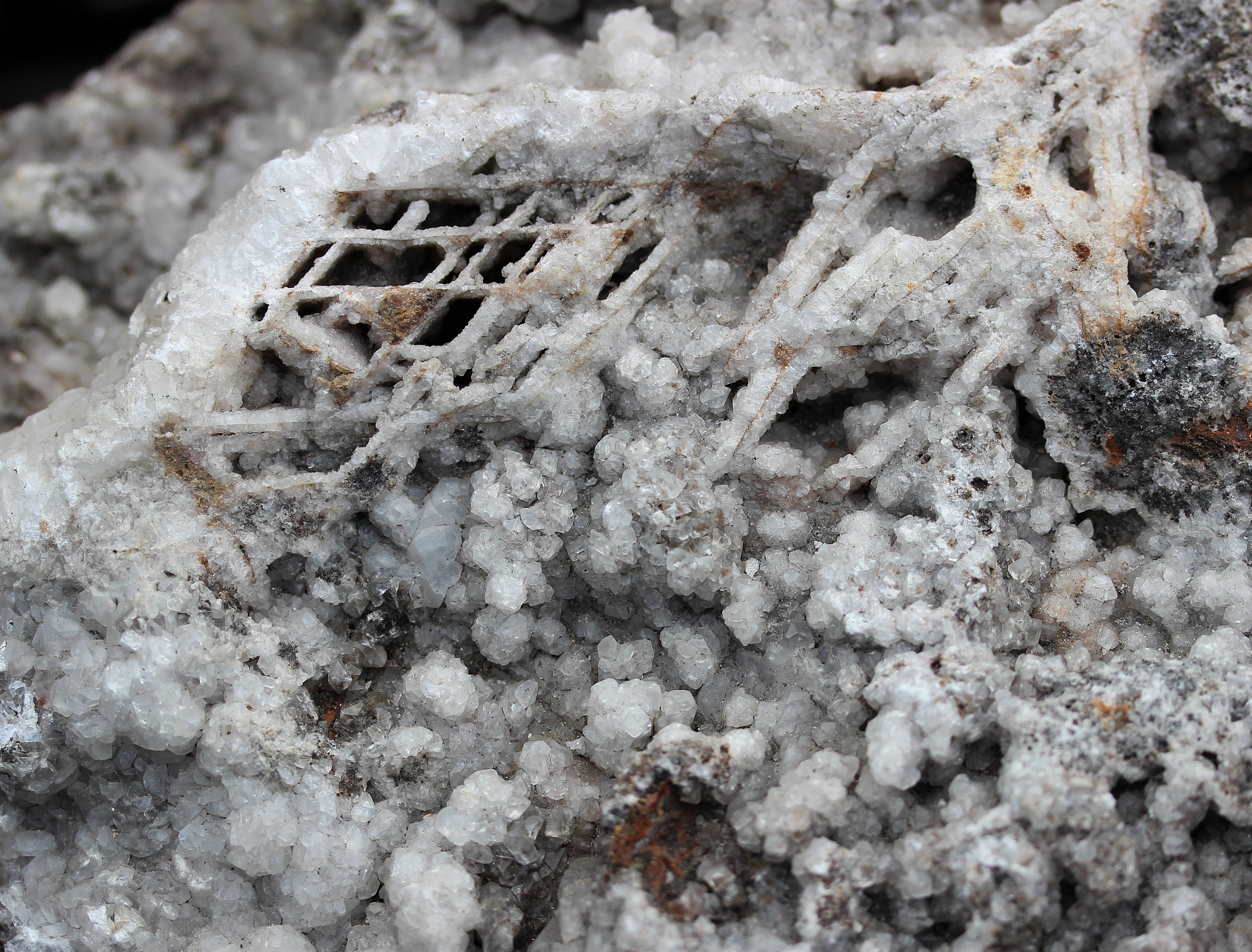 Boxwork weathered calcite from Mudzone Passaic Pit at Sterling Hill Mine, Ogdensburg, NJ