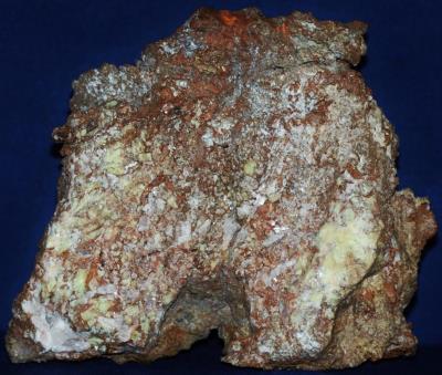 Copper, willemite and calcite  from Franklin, NJ.