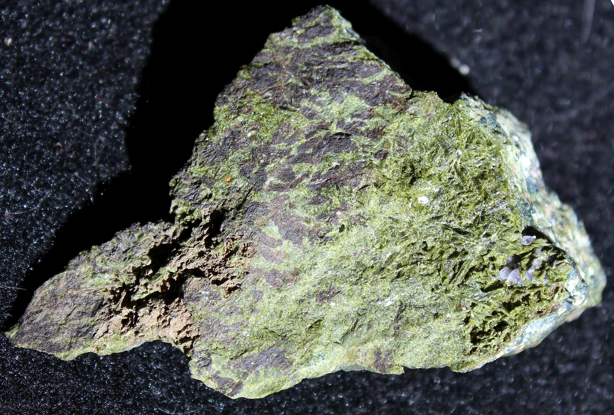 Epidote crystals  from Sterling Hill. Actual image width 2 inches