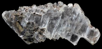 Gypsum (selenite), franklinite and calcite from the Sterling Hill Mine, NJ