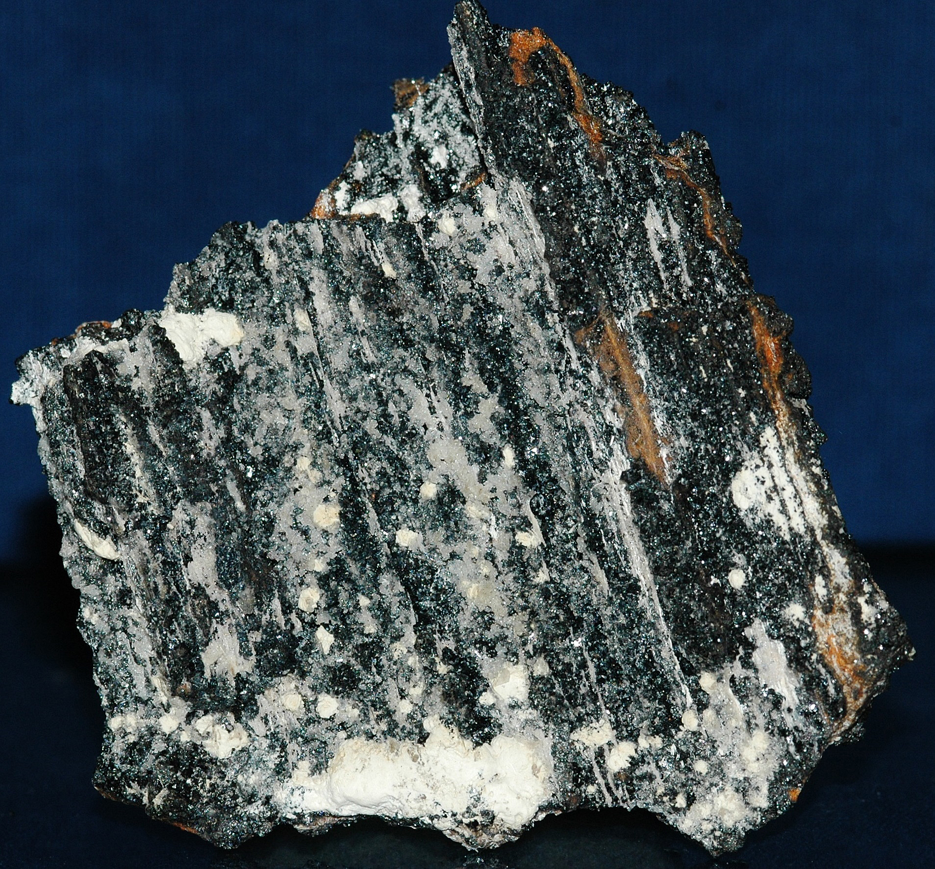 Hetaerolite crystals, calcite, and minor zincite, from Sterling Hill Mine, NJ