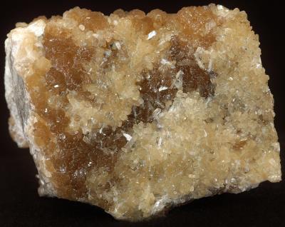 Stilbite crystals on calcite matrix from Sterling Hill Mine, NJ